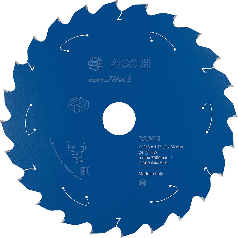 Bosch Expert Wood Cutting Cordless Mitre Saw Blade 216mm 24T 30mm