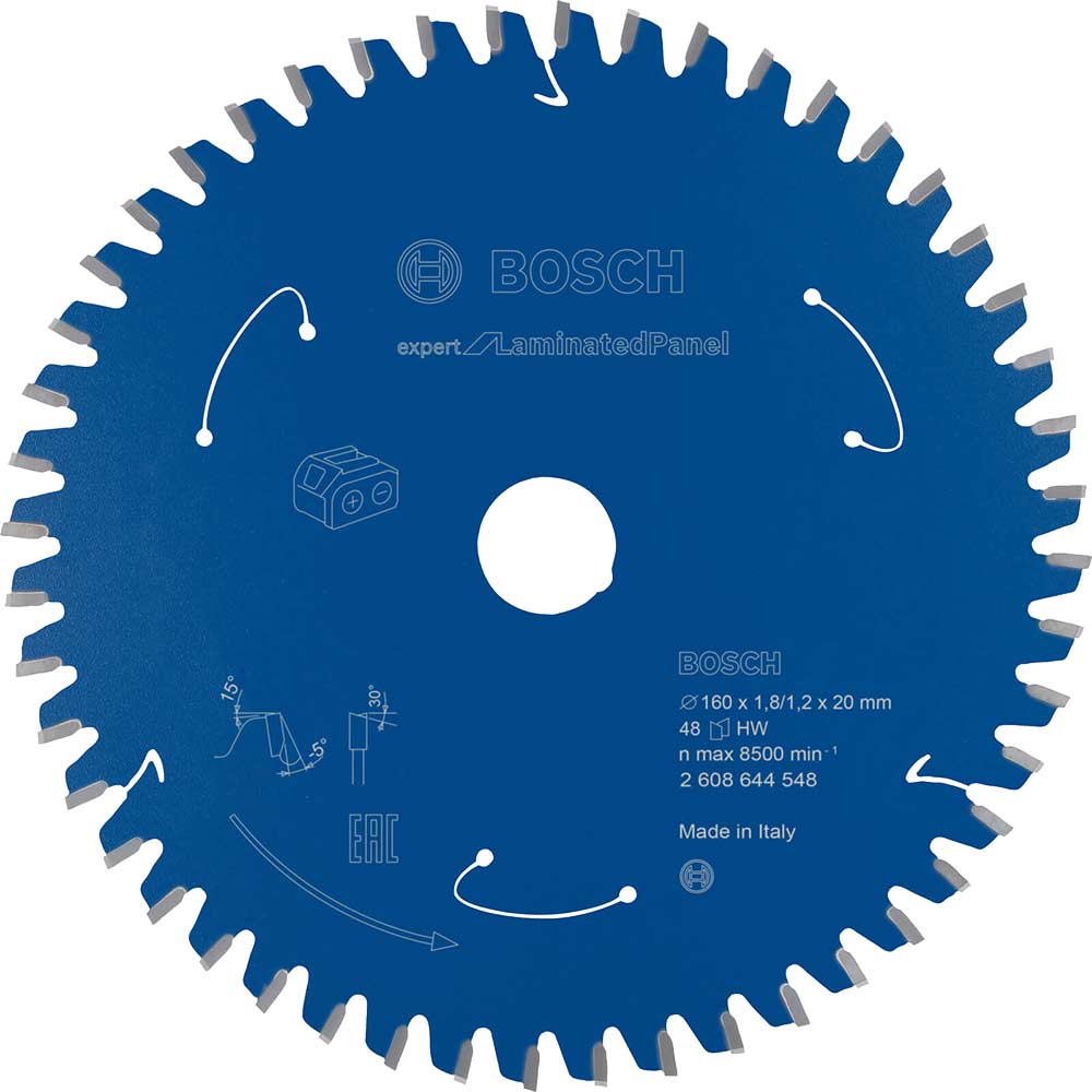 Bosch Expert Cordless Circular Saw Blade for Laminate Panel 160mm 48T 20mm