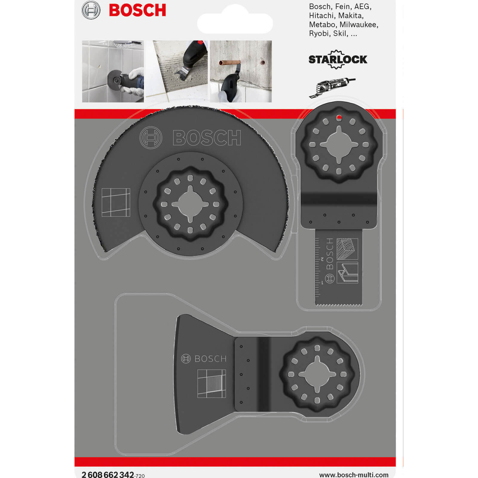Image of Bosch 3 Piece Tile Cutting Starlock Oscillating Multi Tool Blade Set