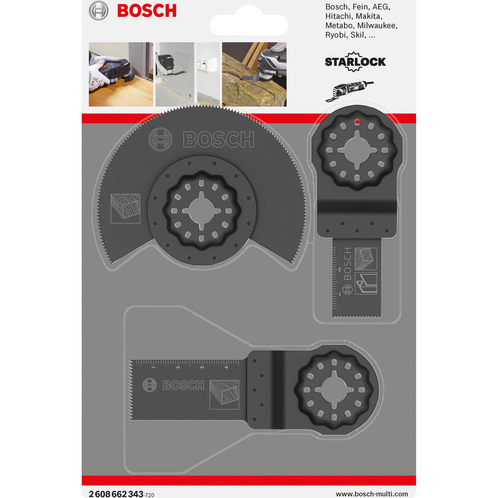 Image of Bosch 3 Piece Universal Starlock Oscillating Multi Tool Cutting Blade Set
