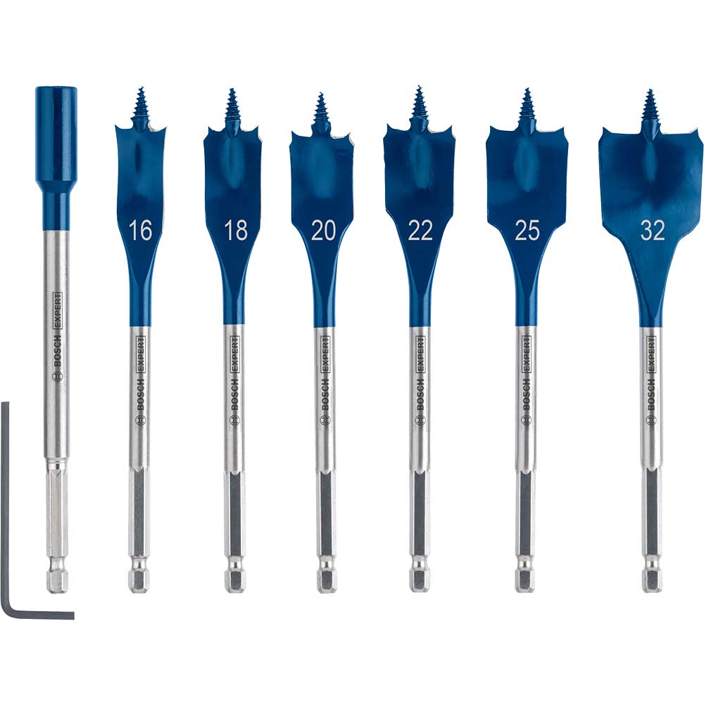 Image of Bosch Expert 7 Piece Self Cut Speed Flat Spade Drill Bit Set