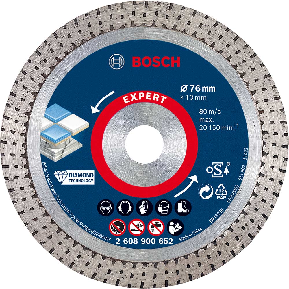 Bosch Expert Hard Ceramic Diamond Cutting Disc for Mini Grinders 76mm 76mm 1.5mm 10mm