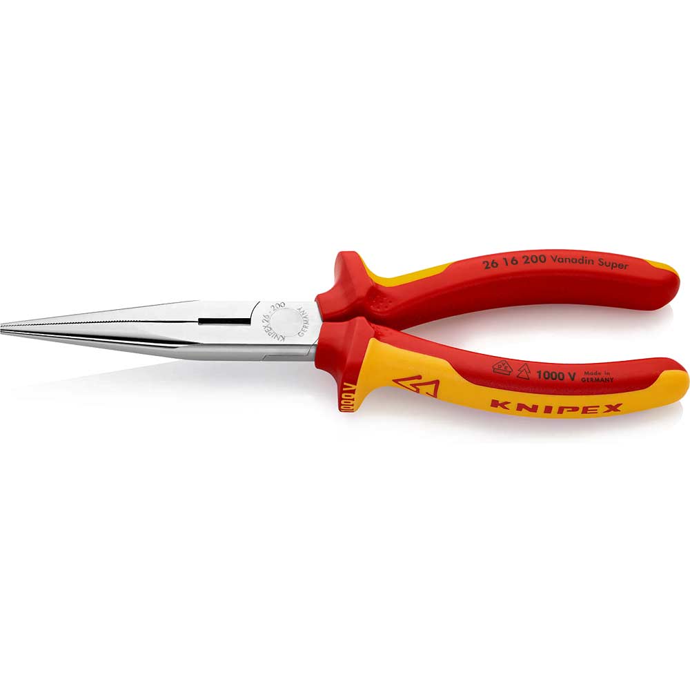 Image of Knipex 26 16 VDE Insulated Long Nose Side Cutting Pliers 200mm