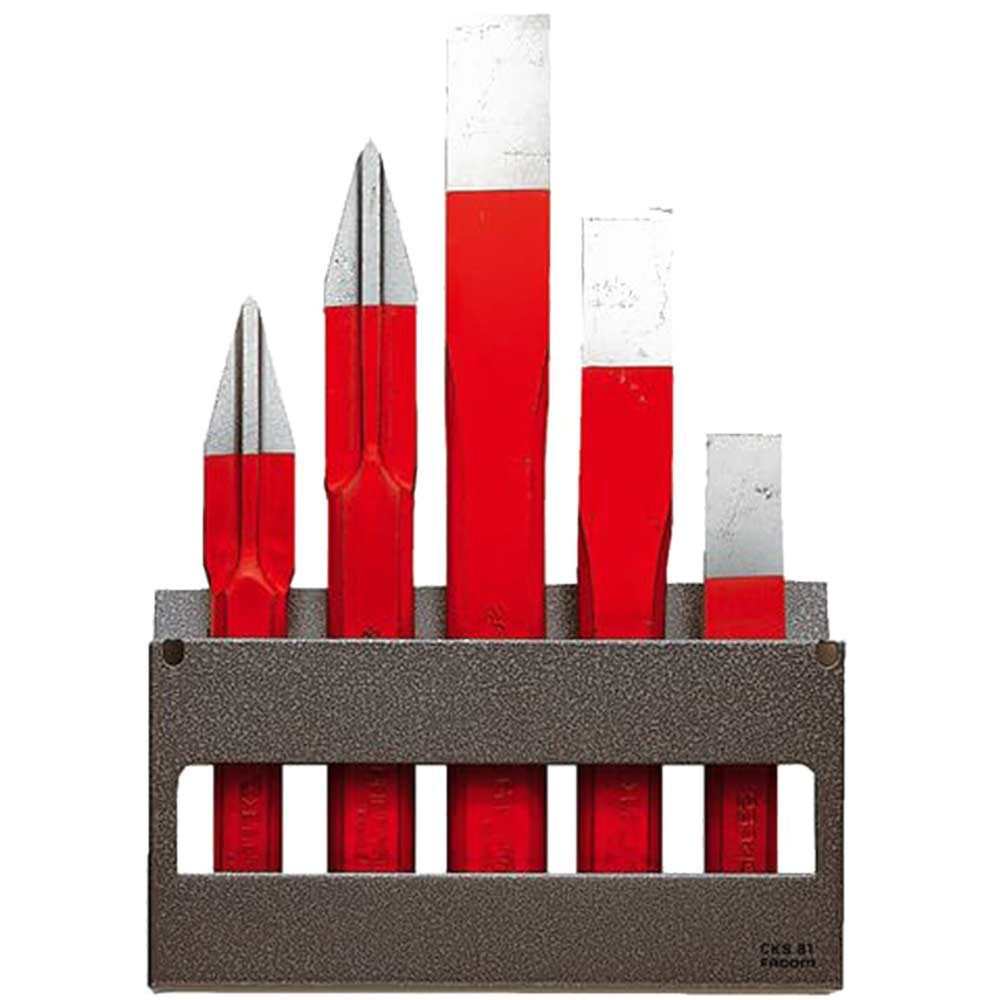 Facom 263.265JS5 5 Piece Cold and Cape Chisel Set on Storage Rack
