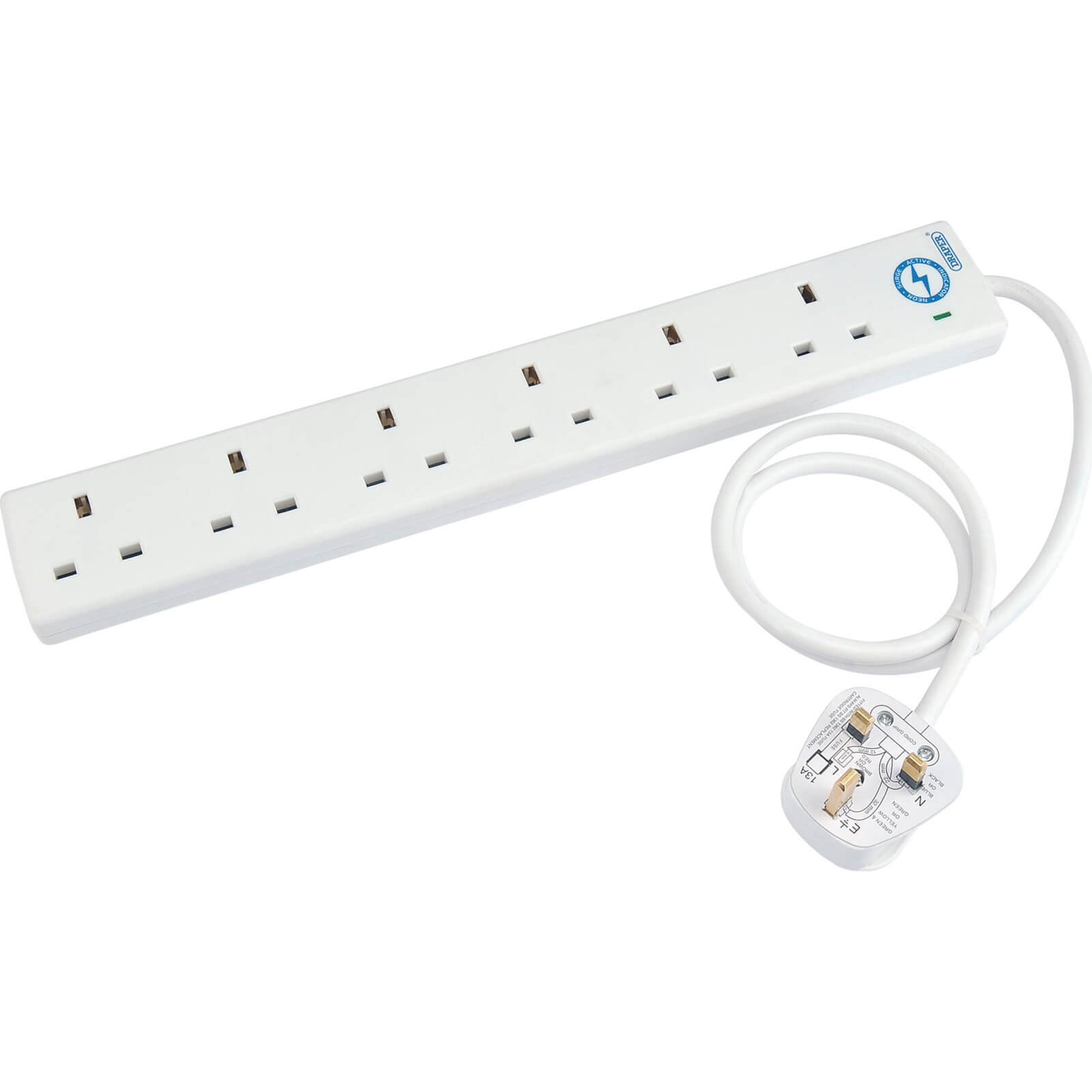 Image of Draper 6 Socket Protected Extension Lead 0.75m
