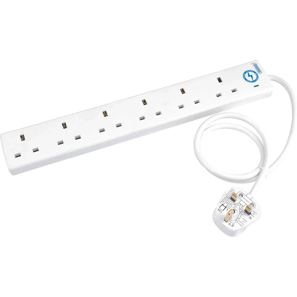 Draper 6 Socket Protected Extension Lead 240v 0.75m