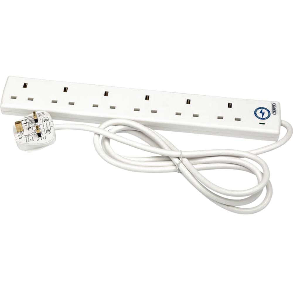 Draper 6 Socket Protected Extension Lead 240v 2m