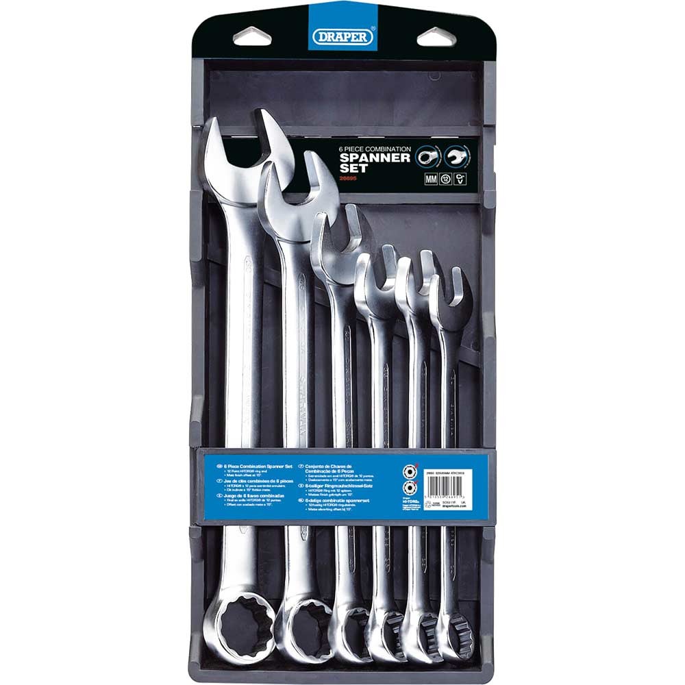 Image of Draper 6 Piece Hi Torq Jumbo Combination Spanner Set Metric