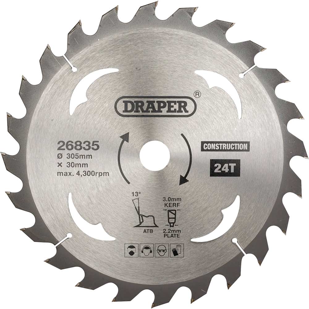 Photos - Power Tool Accessory Draper TCT Construction Circular Saw Blade 305mm 24T 30mm 26835 