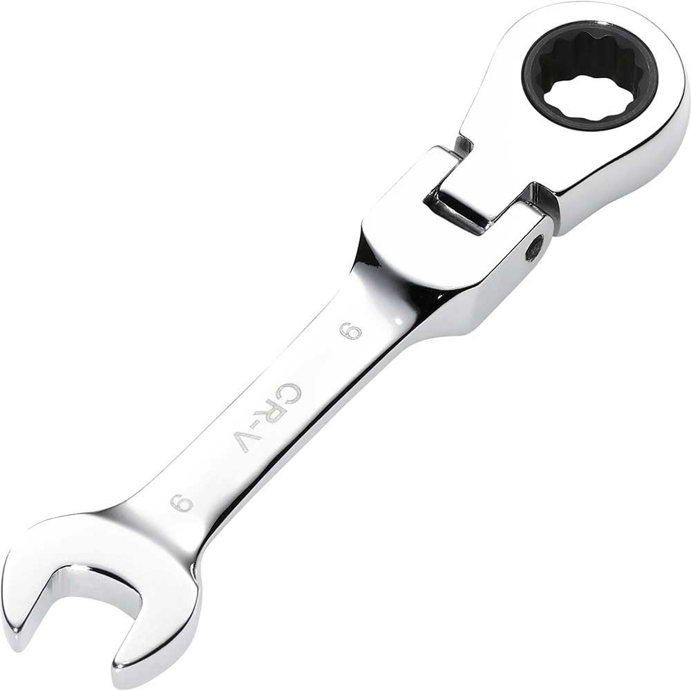 Image of Draper Hi-Torq Stubby Flexible Head Ratchet Combination Spanner 9mm