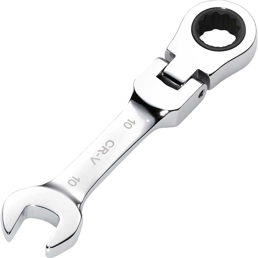 Image of Draper Hi-Torq Stubby Flexible Head Ratchet Combination Spanner 10mm