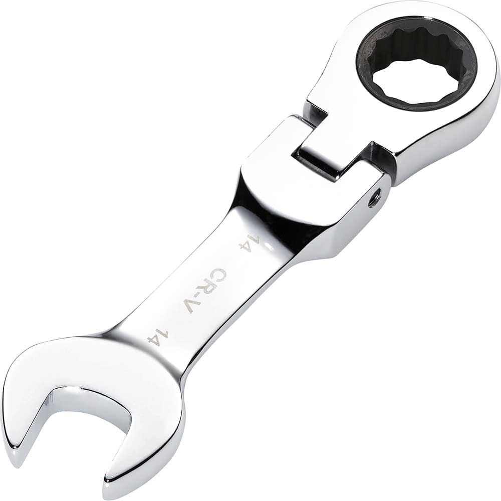 Image of Draper Hi-Torq Stubby Flexible Head Ratchet Combination Spanner 14mm