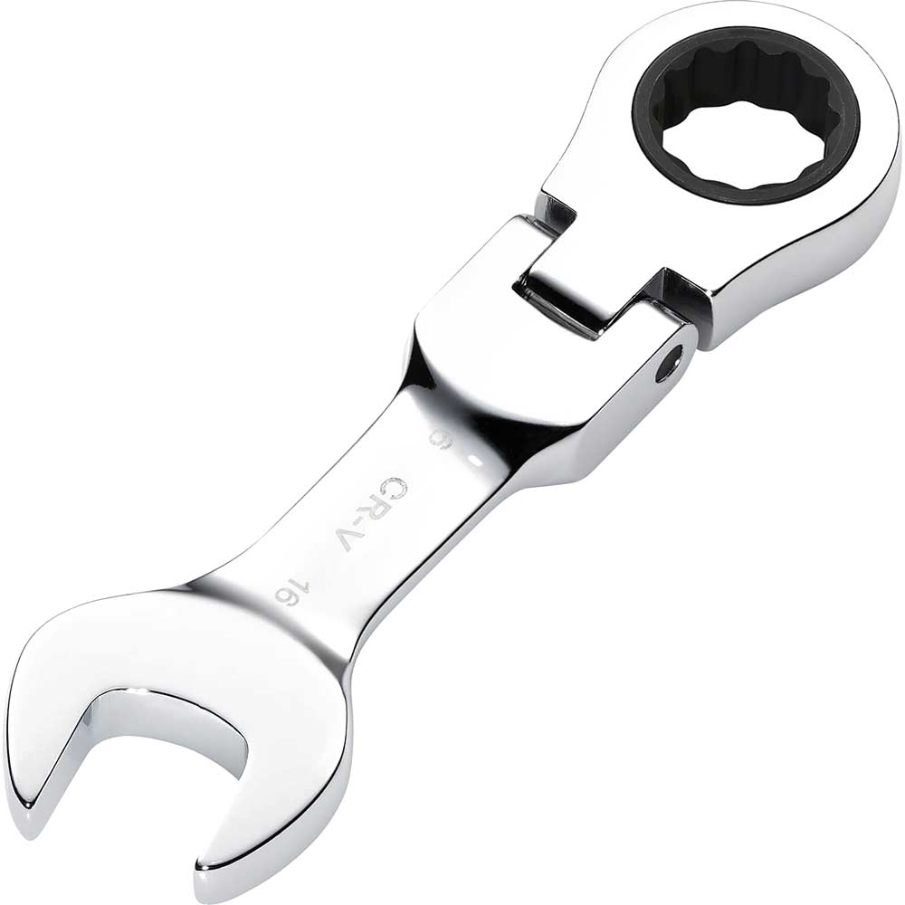 Image of Draper Hi-Torq Stubby Flexible Head Ratchet Combination Spanner 16mm