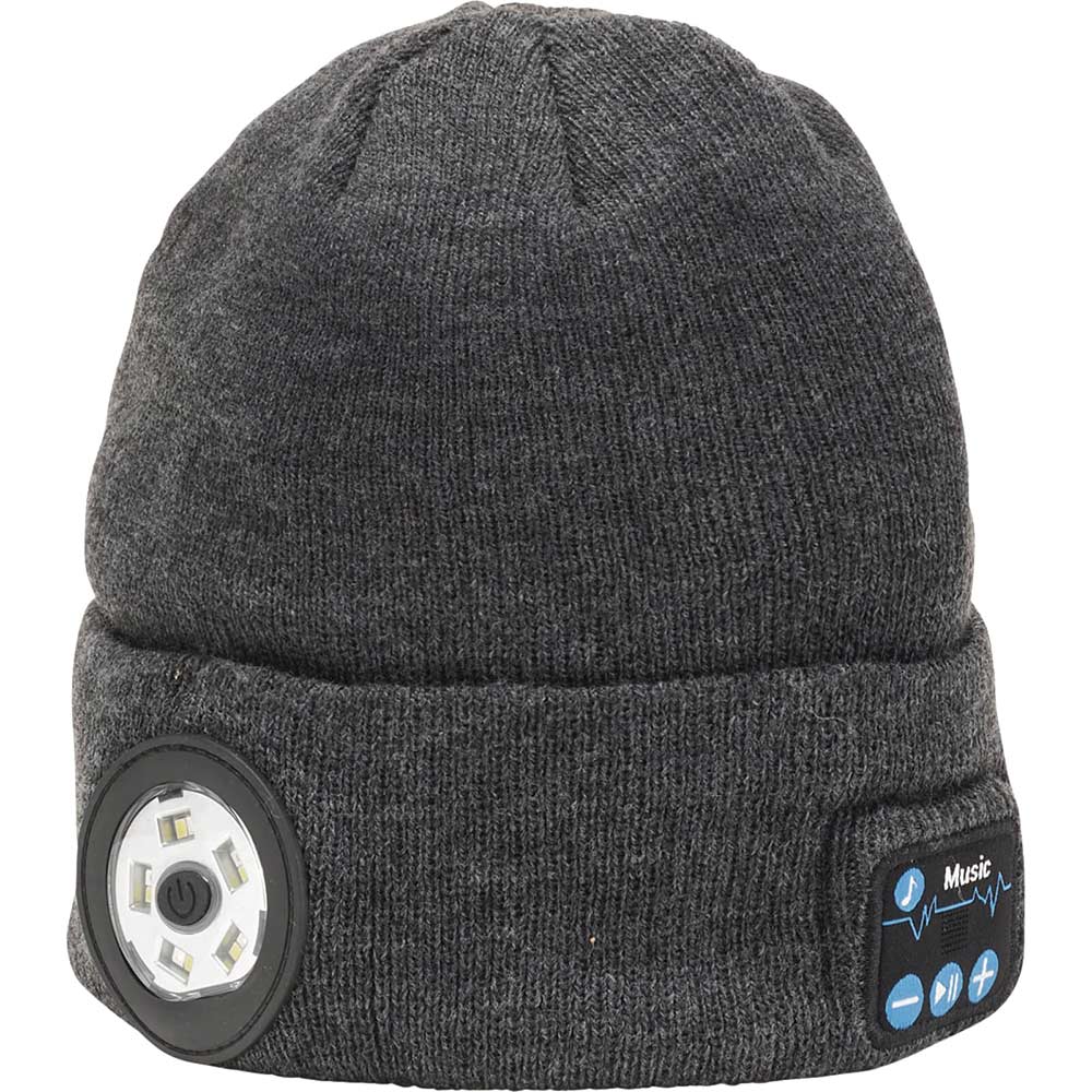 Image of Draper Smart Wireless Head Torch Beanie Hat Grey One Size