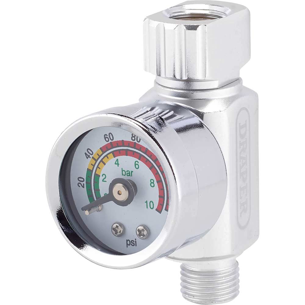 Draper 1/4" BSP On Gun Air Regulator and Gauge 140psi