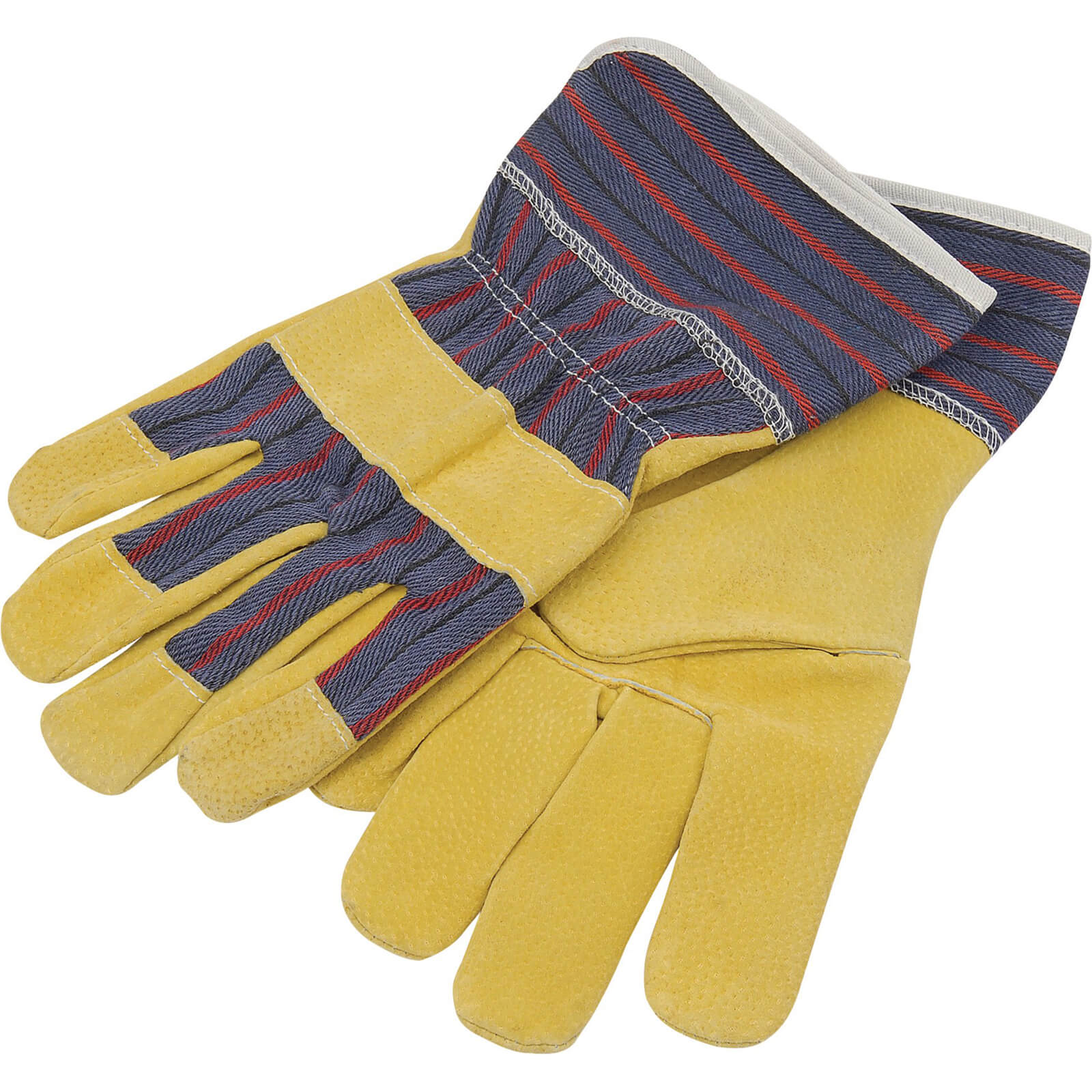 Image of Draper Young Gardeners Leather Gloves Yellow / Purple One Size