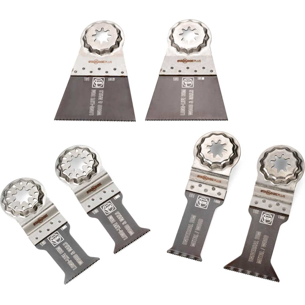 Fein 6 Piece Starlock Plus Oscillating Multi Tool Wood and Metal Cutting Blade Set