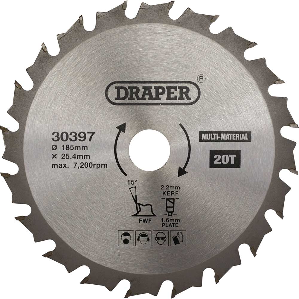 Draper TCT Multi Purpose Circular Saw Blade 185mm 20T 25.4mm