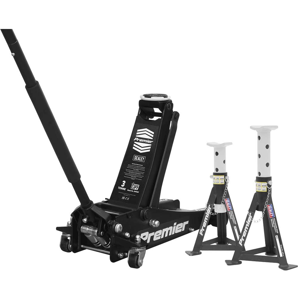 Sealey Premier 3040A Rocket Lift Trolley Jack and Axle Stands Set 3 Tonne White