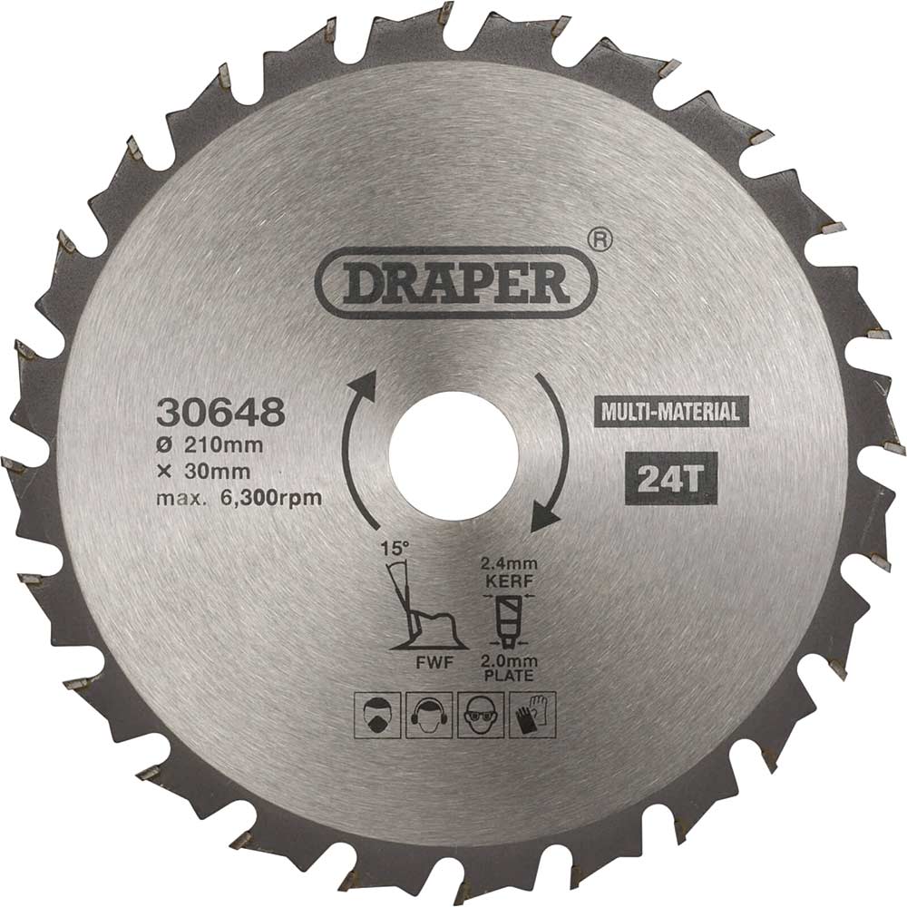 Photos - Power Tool Accessory Draper TCT Multi Purpose Circular Saw Blade 210mm 24T 30mm 30648 