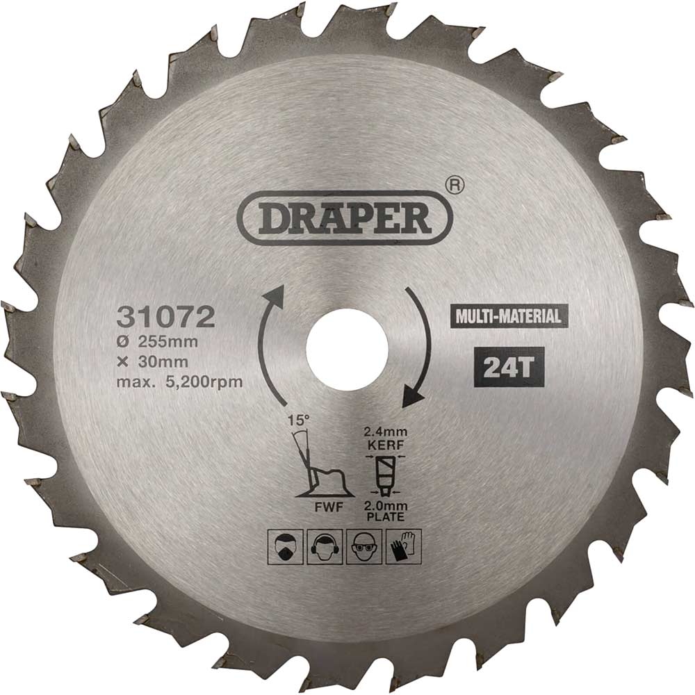 Photos - Power Tool Accessory Draper TCT Multi Purpose Circular Saw Blade 255mm 24T 30mm 31072 