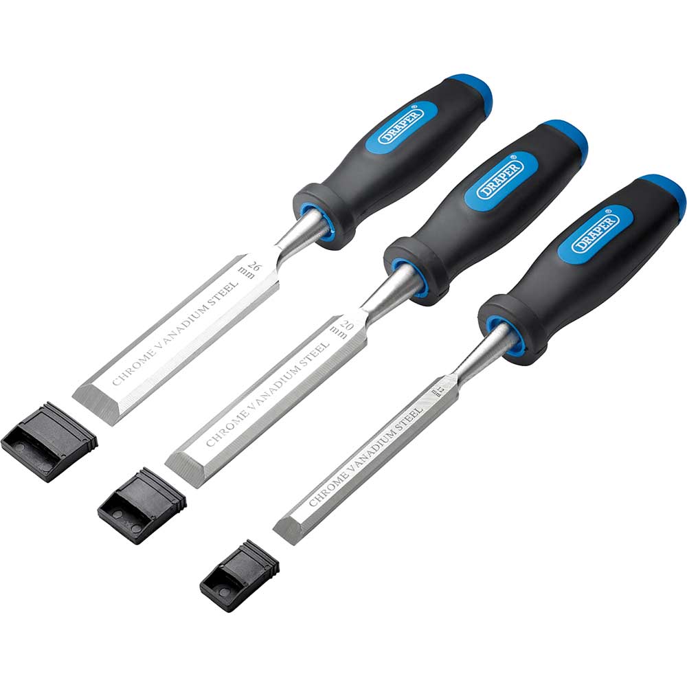 Draper 3 Piece Soft Grip Bevel Edge Wood Chisel Set