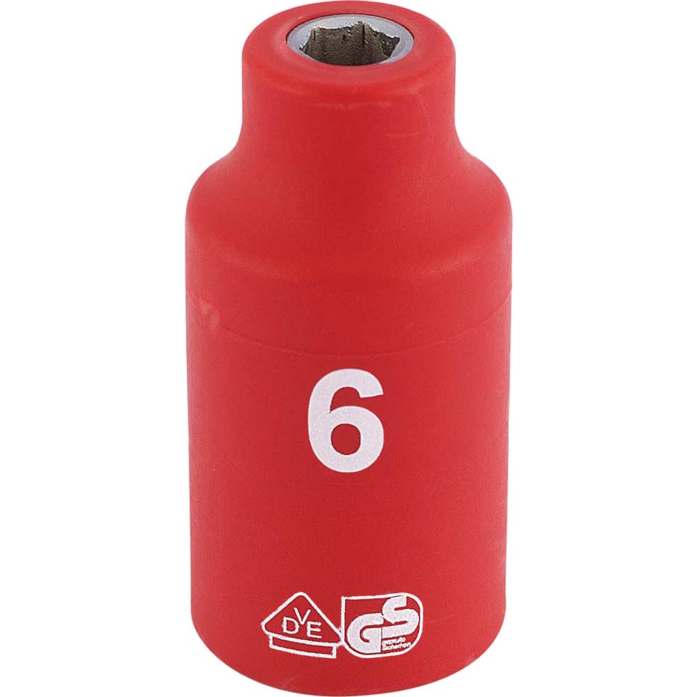 Draper 3/8" Drive VDE Fully Insulated Hexagon Socket Metric 3/8" 6mm