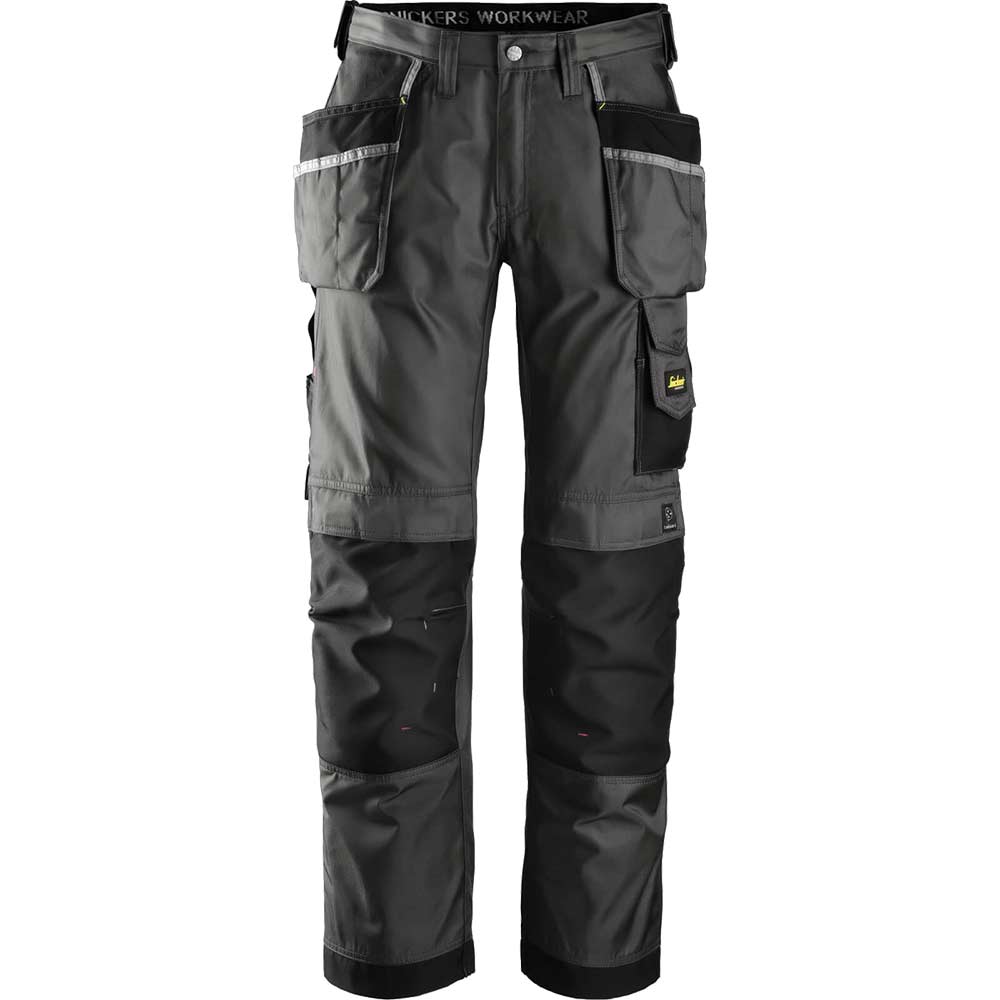 Snickers 3212 Mens DuraTwill Holster Pocket Trousers Black / Grey 30" 28