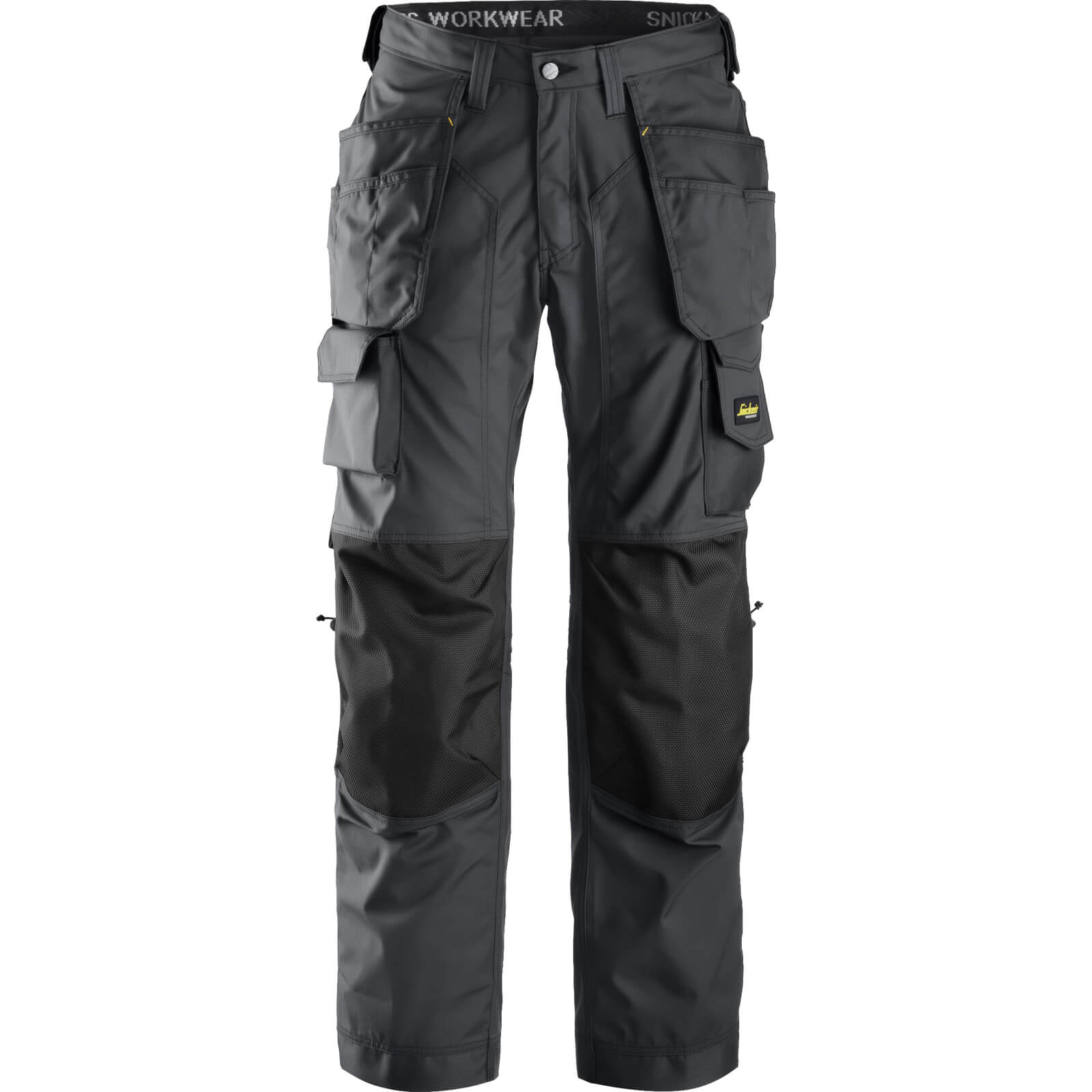Image of Snickers 3223 Mens Rip Stop Floor Layer Work Trousers Black / Grey 36" 32"