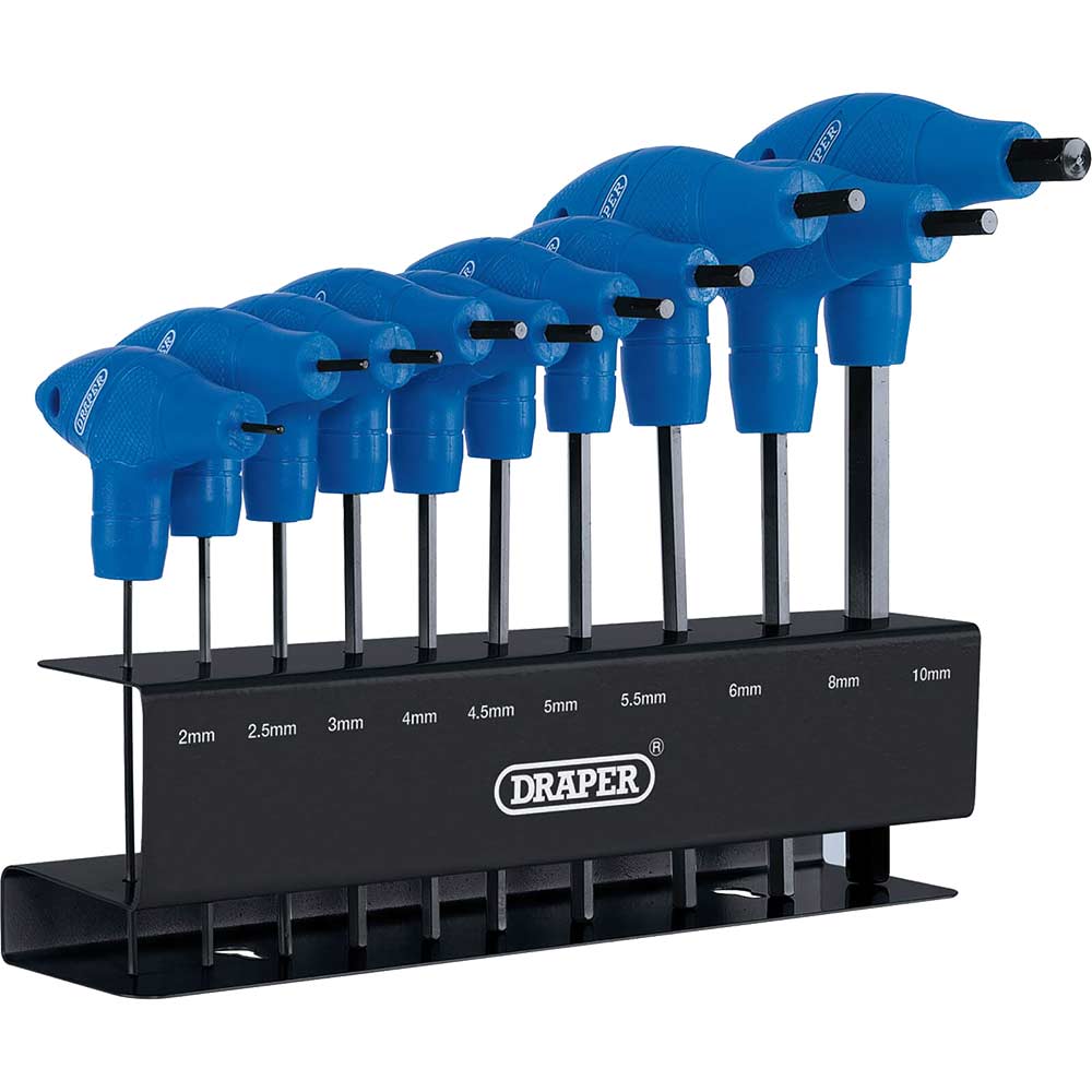 Image of Draper 10 Piece T Handle Hexagon Allen Key Set Metric