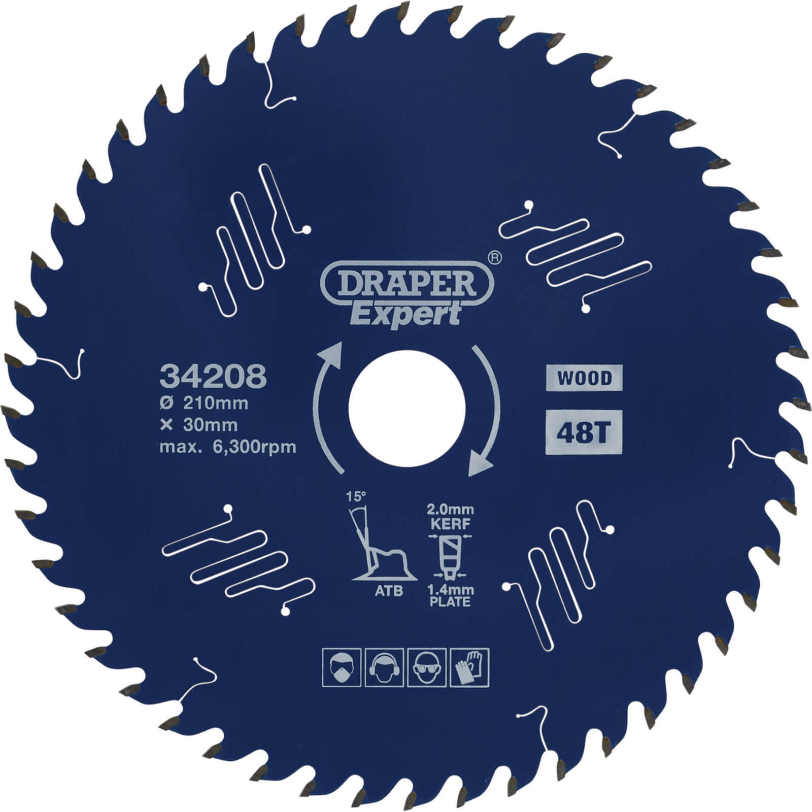 Image of Draper Expert PTFE TCT Circular Saw Blade for Wood 210mm 48T 30mm
