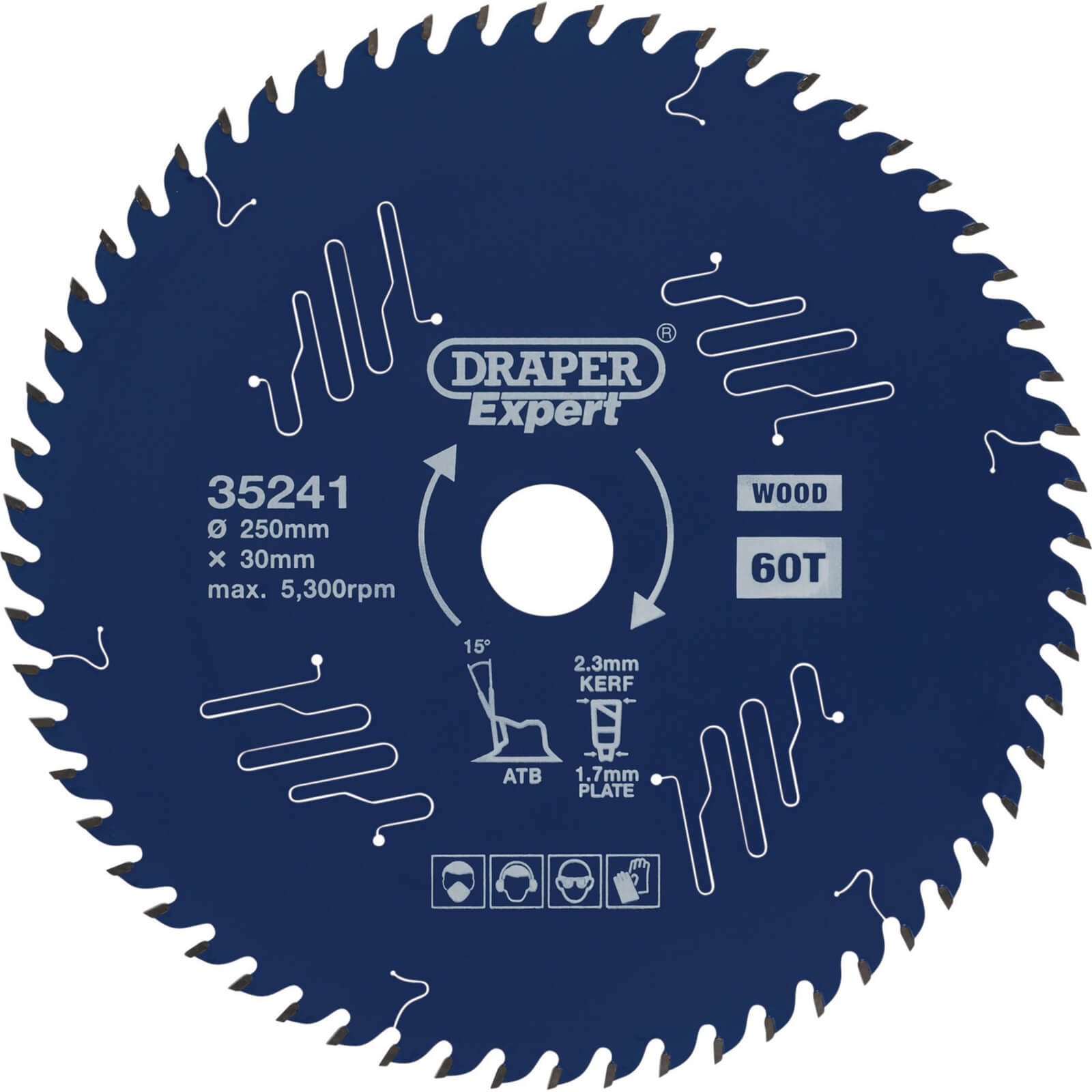 Image of Draper Expert PTFE TCT Circular Saw Blade for Wood 250mm 60T 30mm