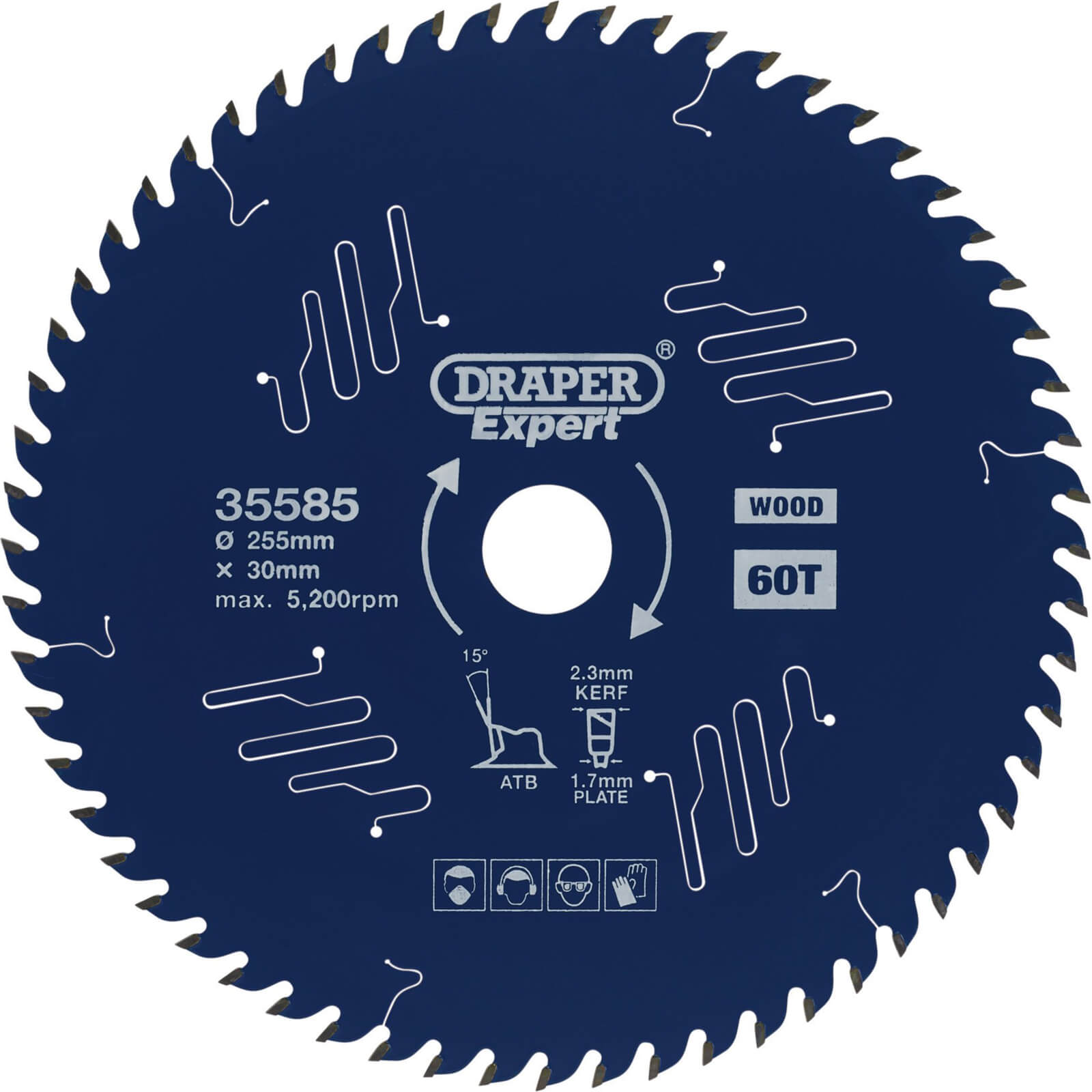 Image of Draper Expert PTFE TCT Circular Saw Blade for Wood 255mm 60T 30mm