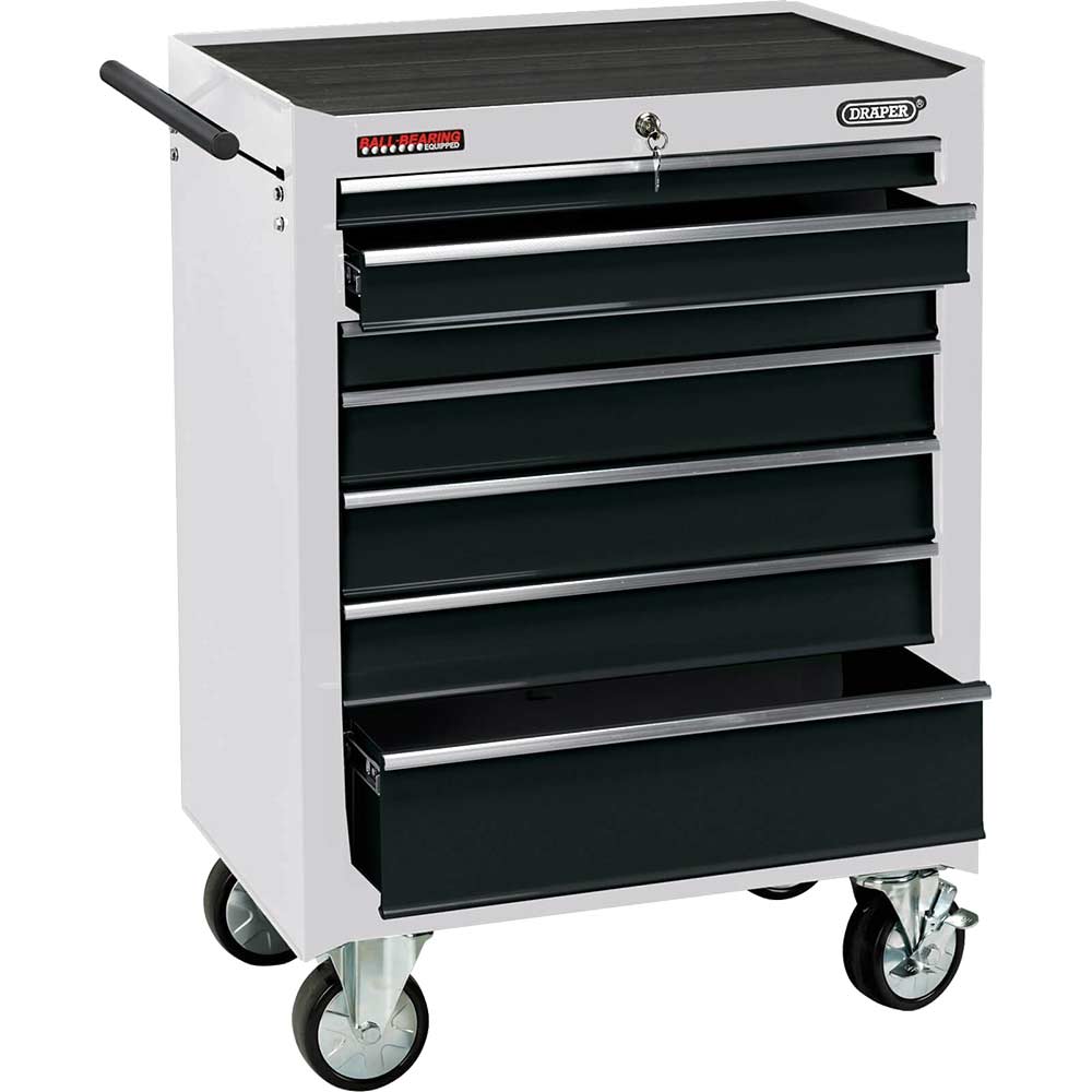 Image of Draper 7 Drawer Tool Roller Cabinet White