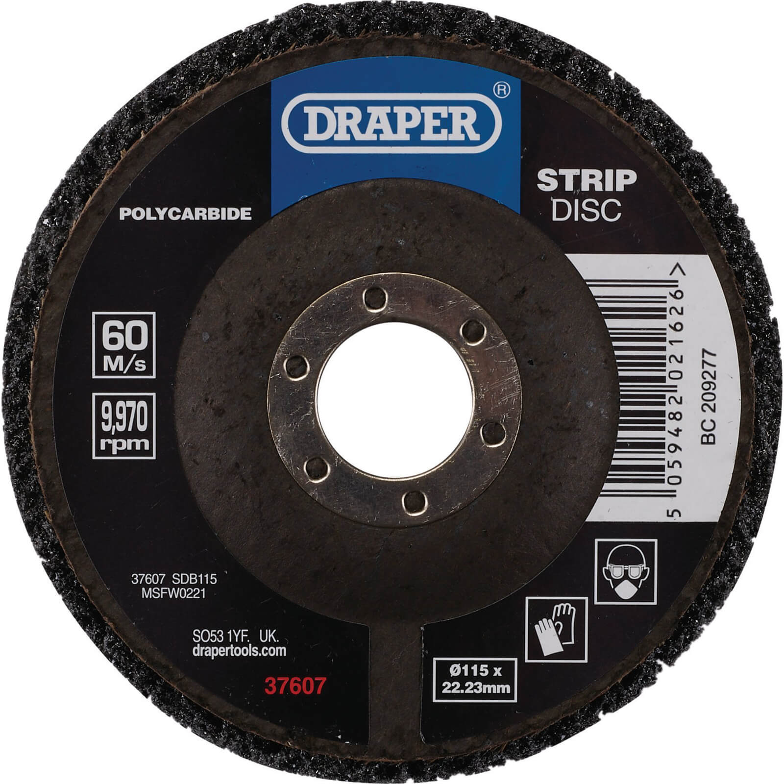 Image of Draper Black Polycarbide Strip Disc 115mm 180g Pack of 1