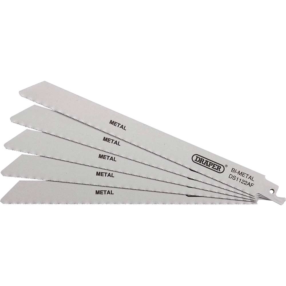 Image of Draper Bi-Metal Metal Cutting Reciprocating Sabre Saw Blades 225mm Pack of 5