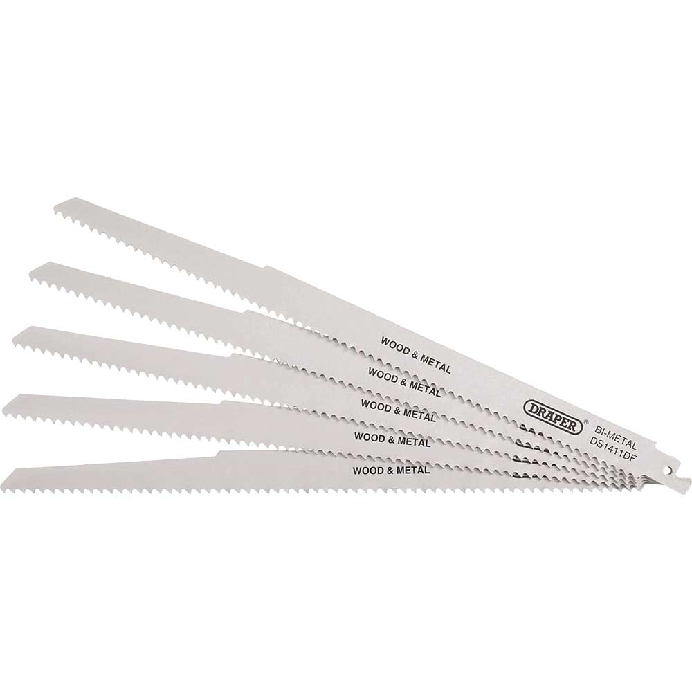 Image of Draper Bi-Metal Multi-Purpose Reciprocating Sabre Saw Blades 300mm Pack of 5