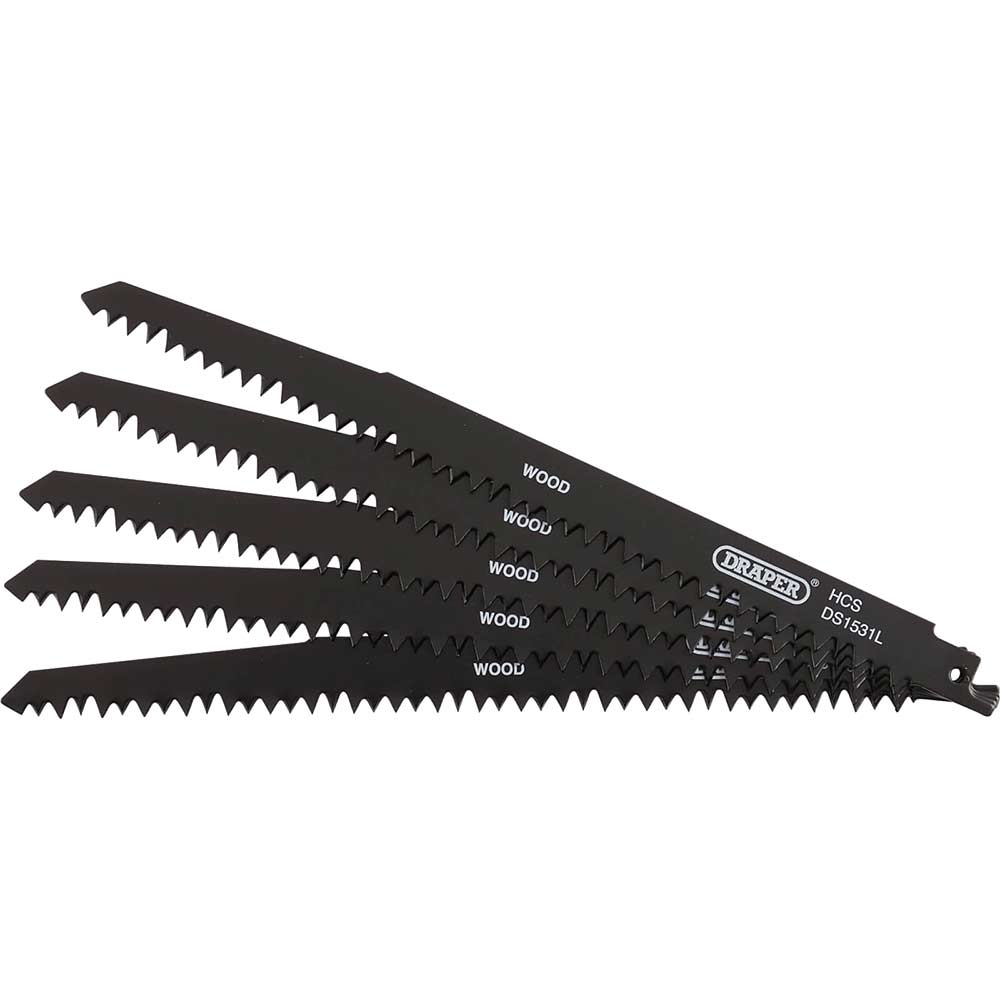 Image of Draper Wood Cutting Reciprocating Sabre Saw Blades 240mm Pack of 5