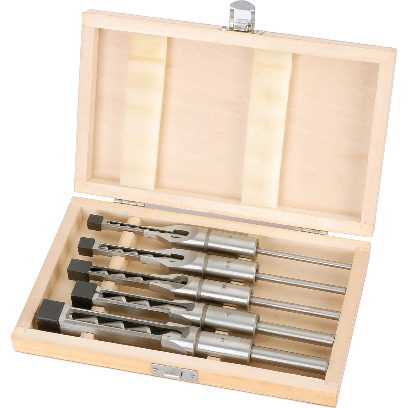 Image of Draper 5 Piece Hollow Square Mortice Chisel and Bit Set