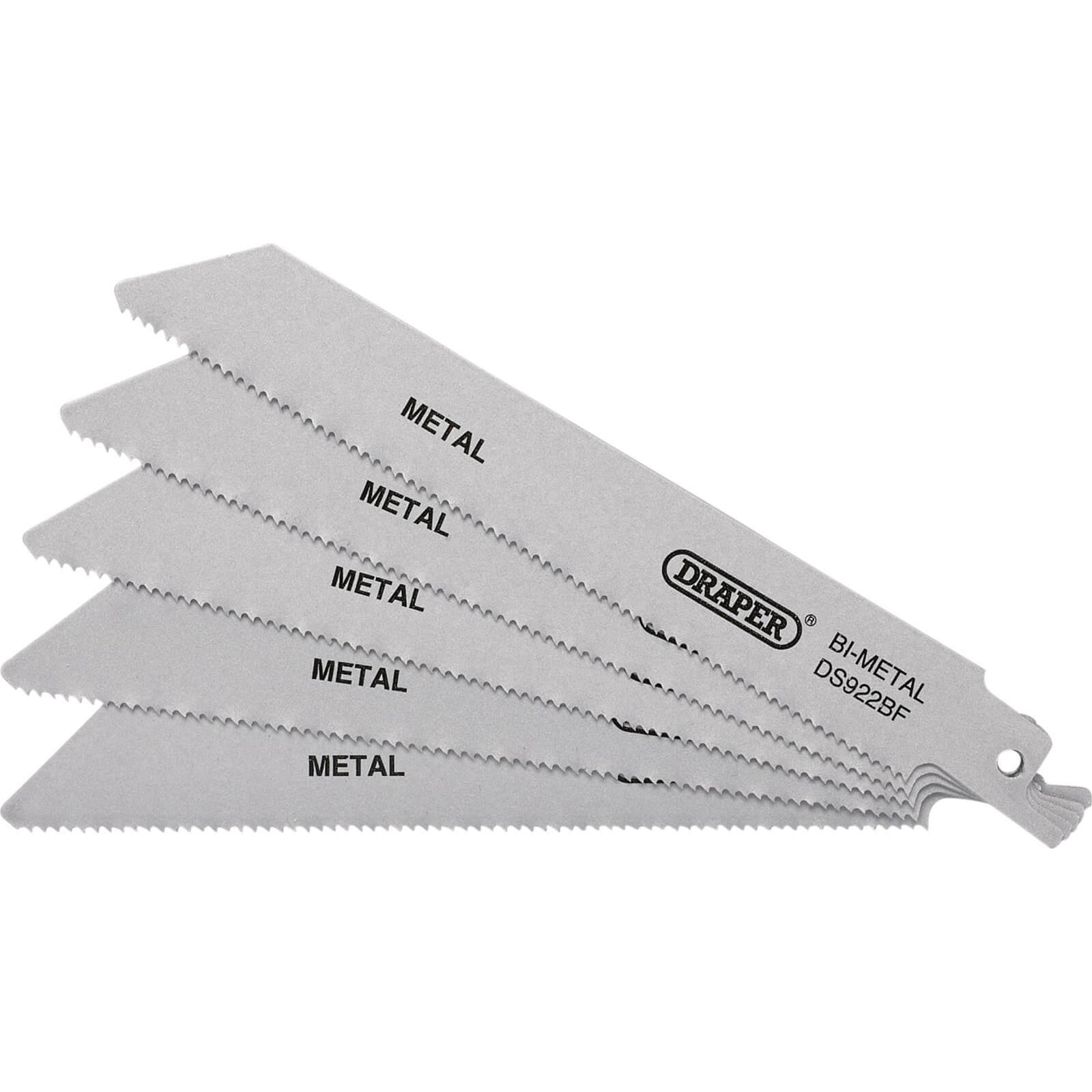 Image of Draper Bi-Metal Metal Cutting Reciprocating Sabre Saw Blades 150mm Pack of 5