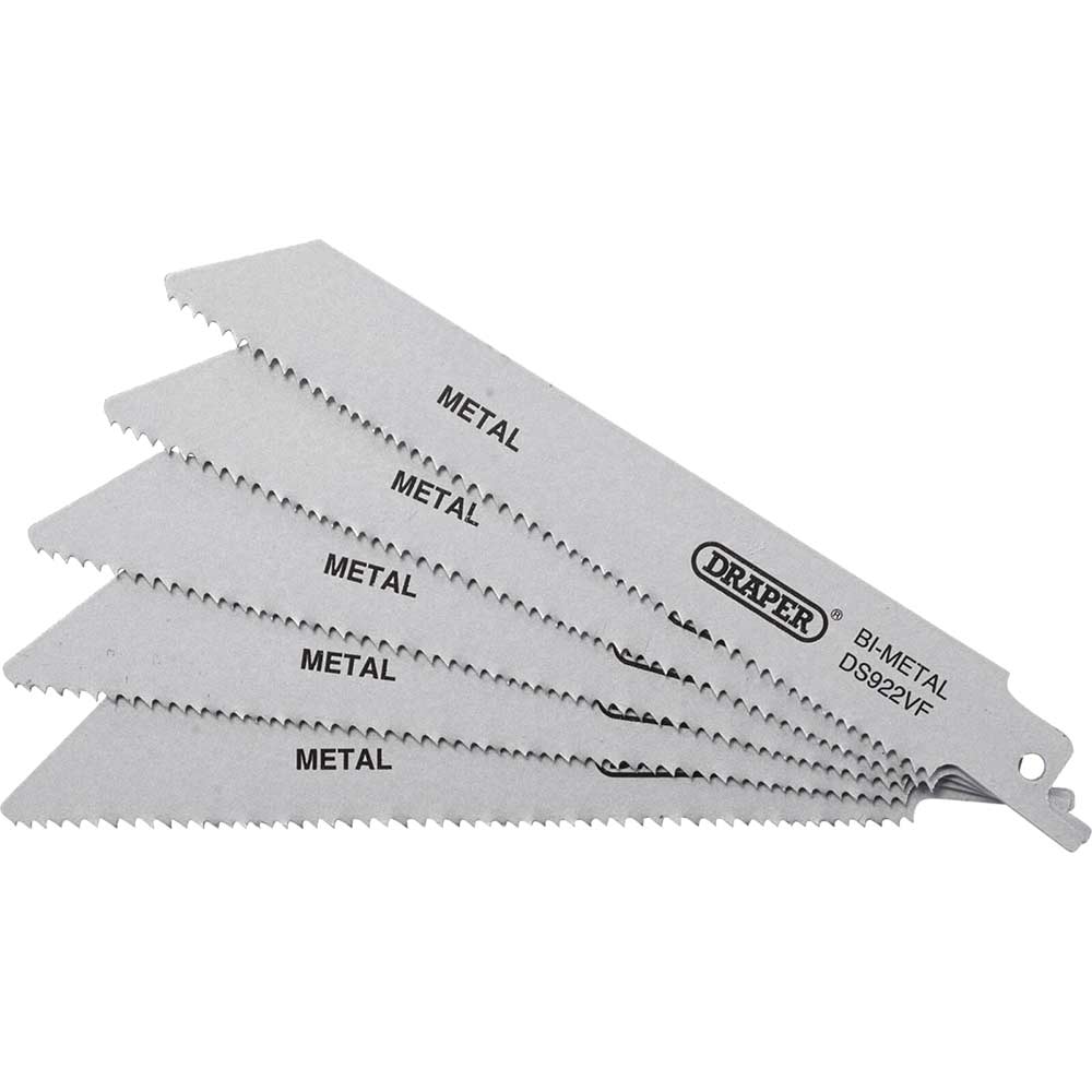 Draper Bi-Metal Metal Cutting Reciprocating Sabre Saw Blades 150mm Pack of 5