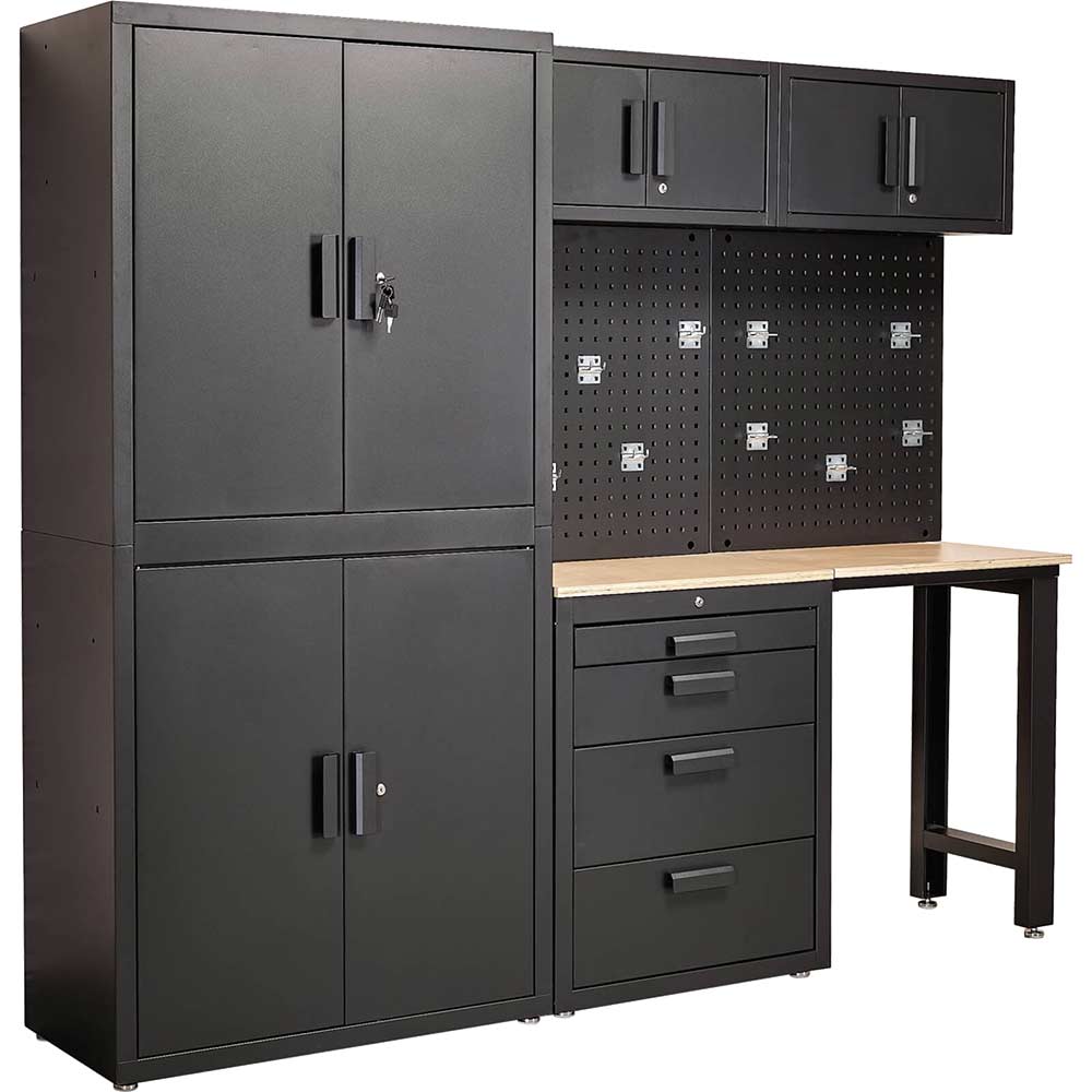 Draper Single Garage Workstation Black