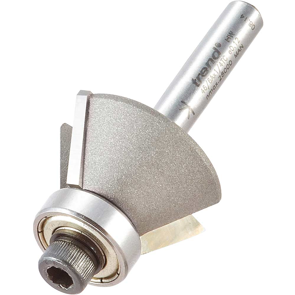 Trend Bearing Guided Bevel Trimmer Router Cutter 29mm 13mm 1/4
