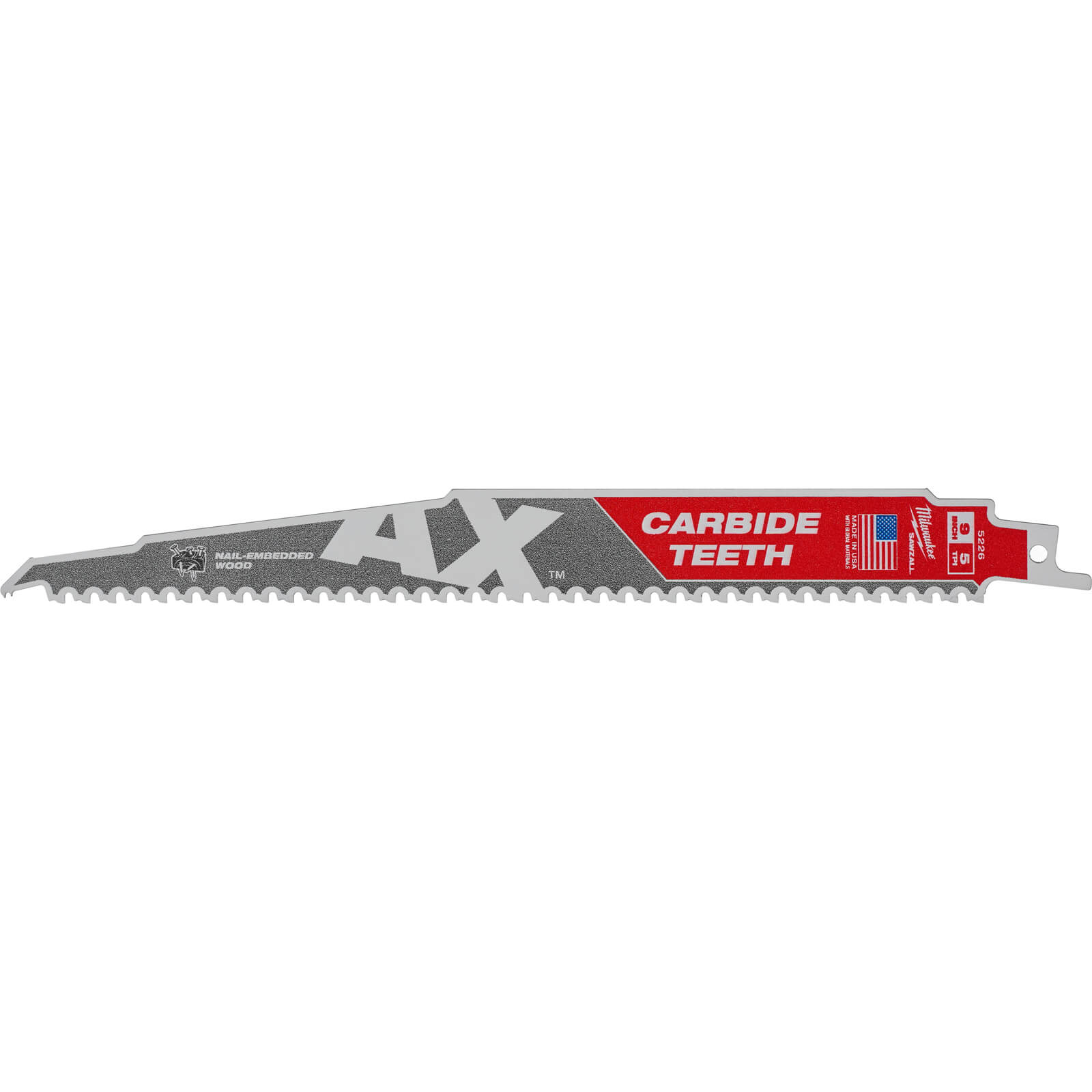 Image of Milwaukee Heavy Duty AX Carbide Demolition Reciprocating Sabre Saw Blades 230mm Pack of 1