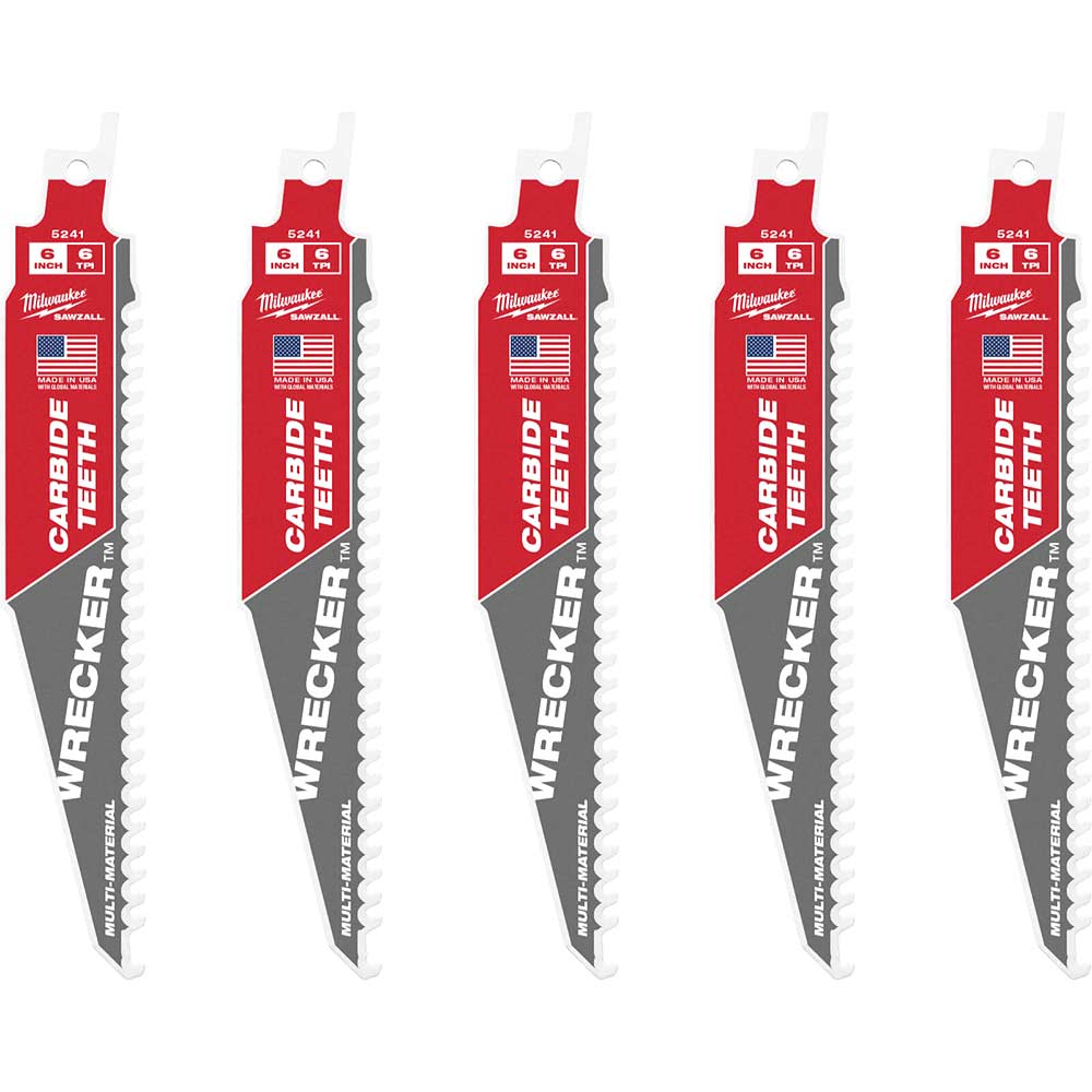 Image of Milwaukee Heavy Duty WRECKER Carbide Demolition Saw Blades 150mm Pack of 5