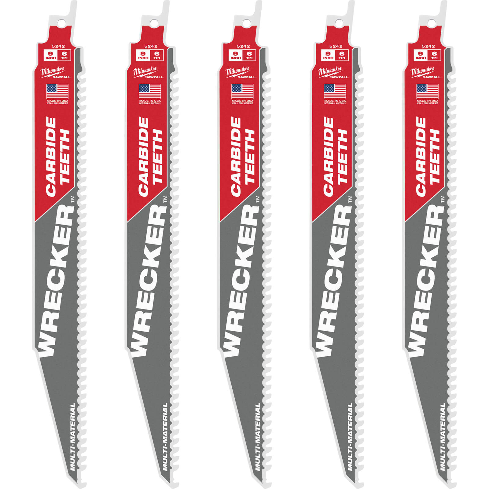Image of Milwaukee Heavy Duty WRECKER Carbide Demolition Saw Blades 230mm Pack of 5