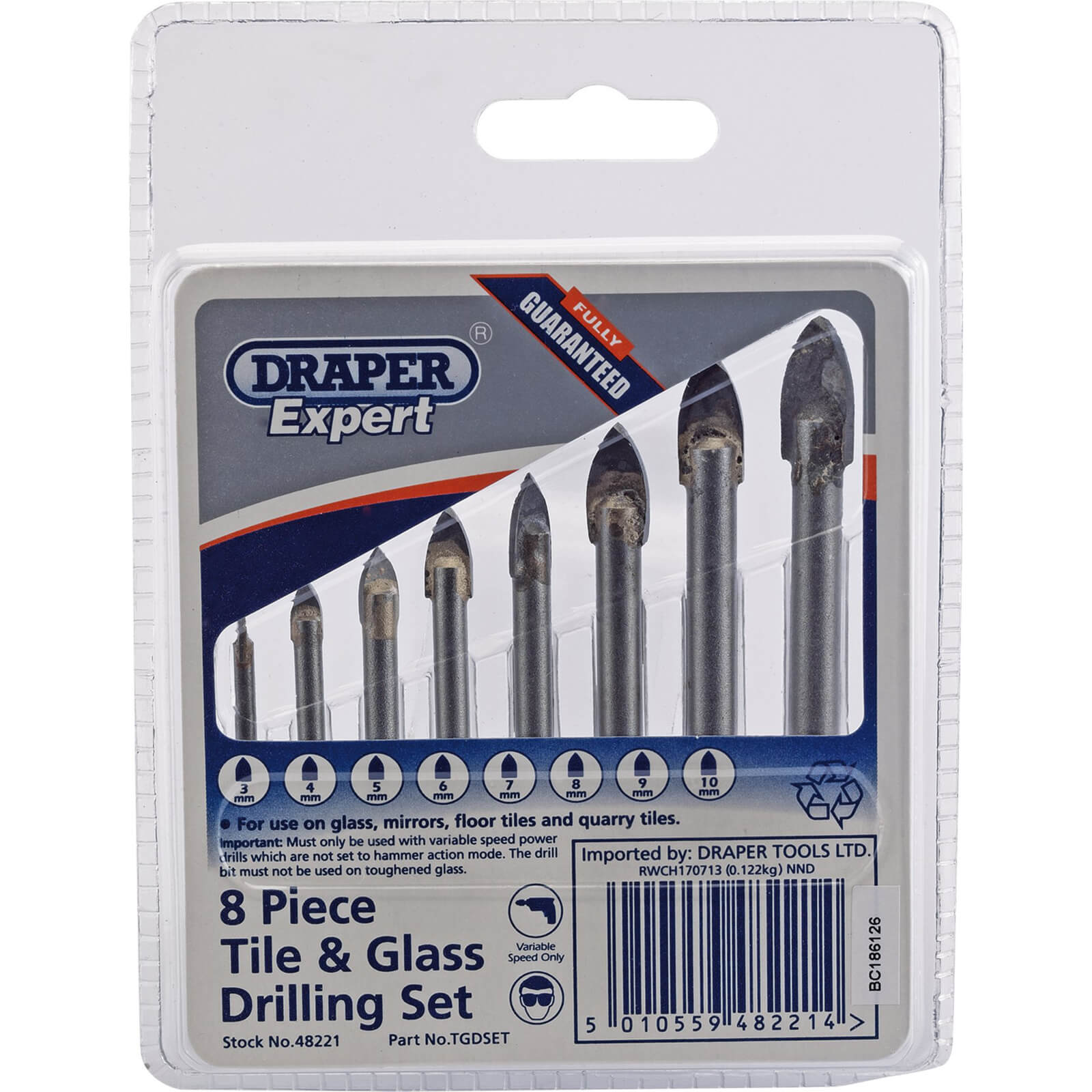 Image of Draper Expert 8 Piece Tile and Glass Drill Bit Set