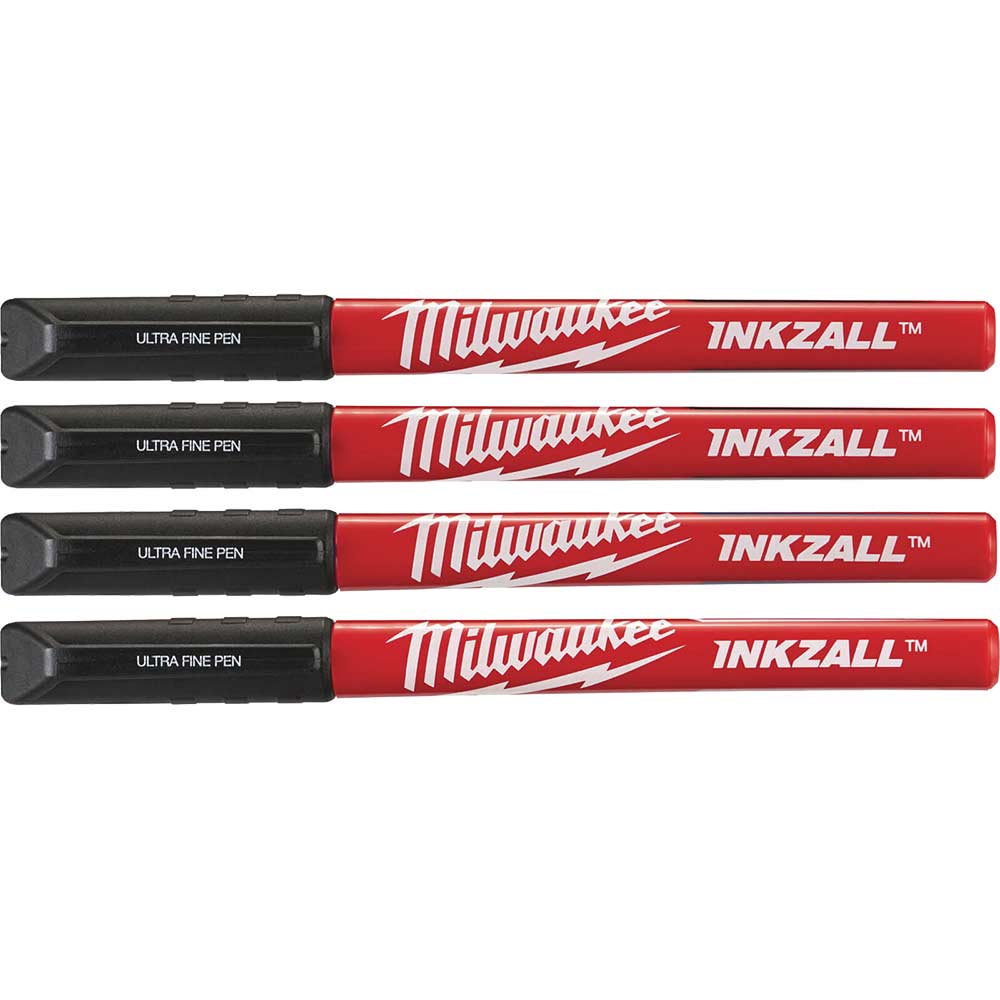 Milwaukee Inkzall Fine Tip Black Pens Pack Of 4 Pack Of 4
