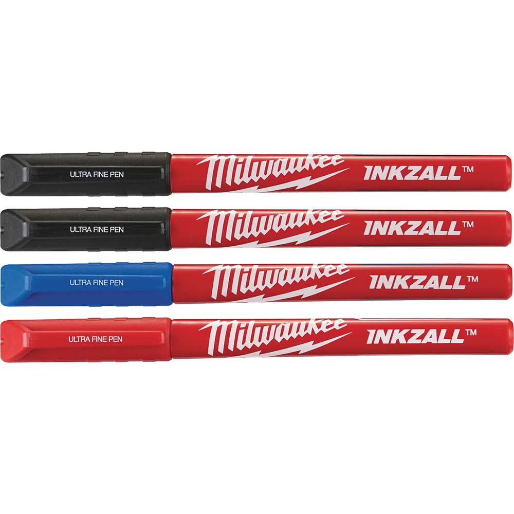 Milwaukee Inkzall Fine Tip Multi Colour Pens Pack Of 4 Pack Of 4