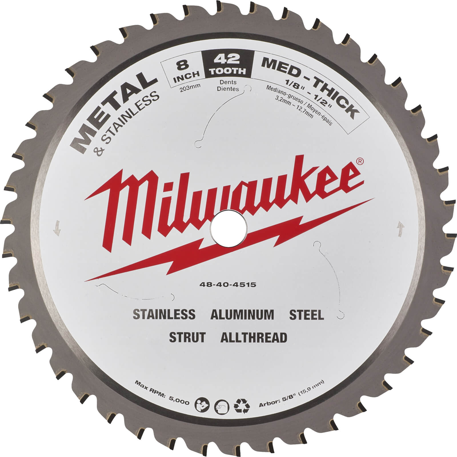 Image of Milwaukee Endurance Metal Steel Cutting Circular Saw Blade 203mm 42T 15.8mm